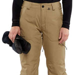 Volcom Women's Knox Insulated GORE-TEX Pant - Black insulated ski pants with a zippered pocket on the side and a black logo on the left thigh.