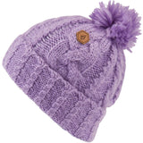 Volcom Women's Leaf Beanie 2022 - A light purple beanie with a leaf design on the front.