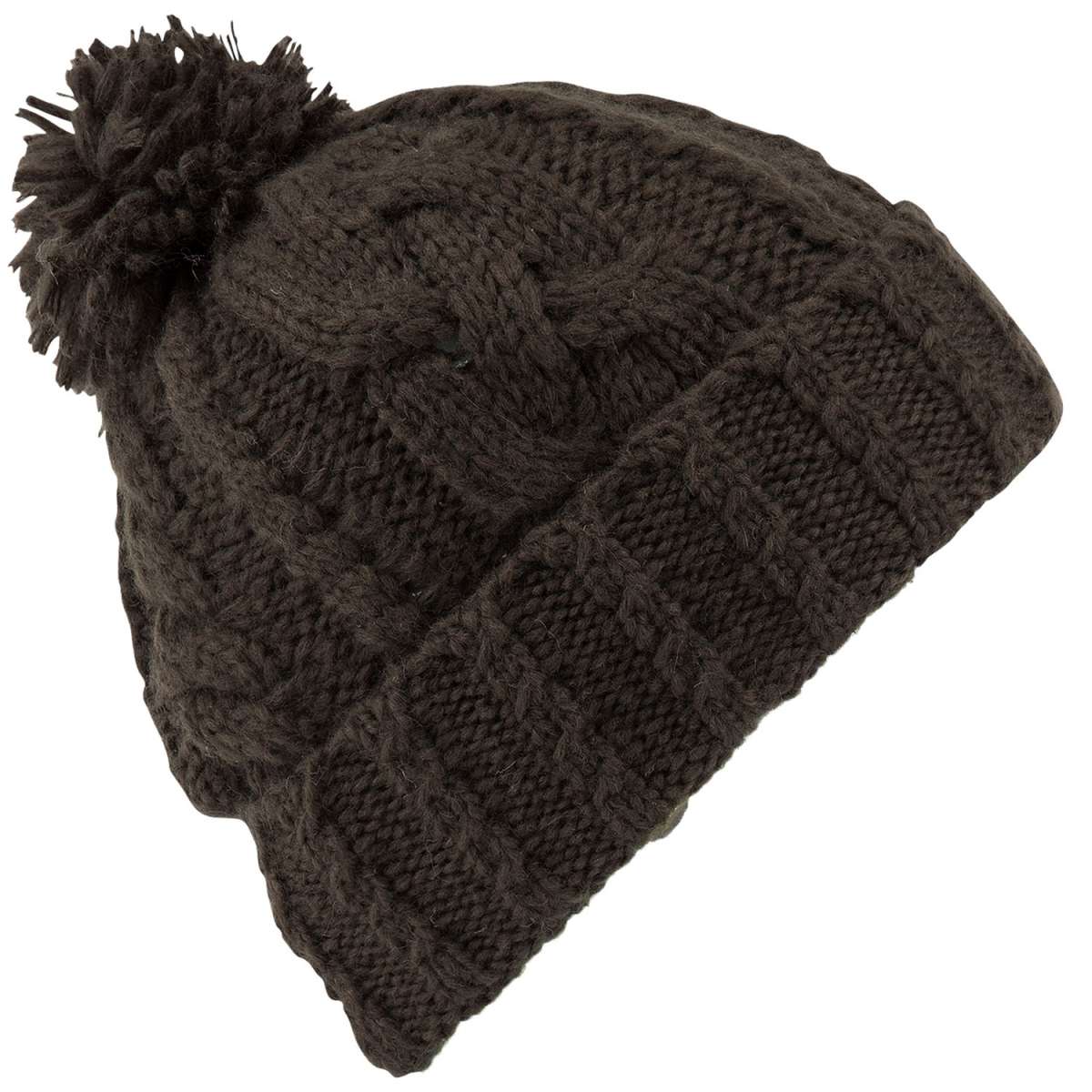 Volcom Women's Leaf Beanie 2022 - A dark green beanie with a leaf pattern on the front.