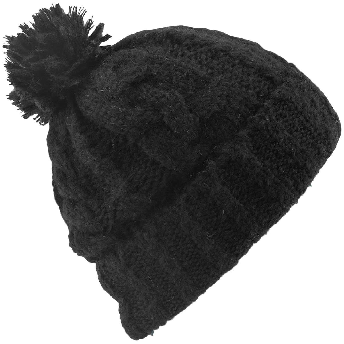 Volcom Women's Leaf Beanie 2022 - A black beanie with a leaf design on the front.