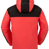 Volcom Longo GORE-TEX Shell Jacket 2024 - A red and black jacket with a hood, featuring a zippered front and two side pockets.