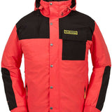 Volcom Longo GORE-TEX Shell Jacket 2024 - A black and red jacket with a hood, featuring a zippered front and two chest pockets.