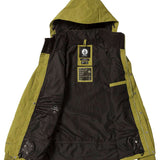 Volcom Longo GORE-TEX Shell Jacket 2024 - A black and olive green jacket with a hood, featuring a zip closure and snap buttons down the front.