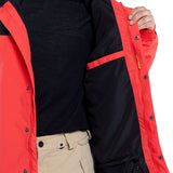 Volcom Longo GORE-TEX Shell Jacket - A black jacket with a red zipper and red trim on the hood, pockets, and down the front.