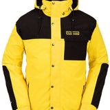 Volcom Longo GORE-TEX Shell Jacket 2024 - A black and yellow jacket with a hood, featuring a zippered front and two chest pockets.