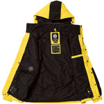 Volcom Longo GORE-TEX Shell Jacket 2024 - A black and yellow jacket with a hood, featuring a white logo on the chest.