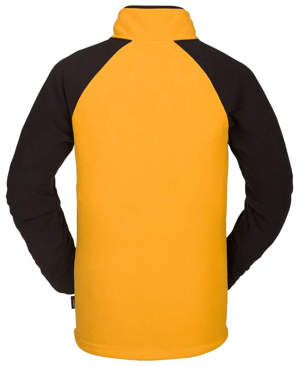 Volcom Polartec Half Zip Fleece 2022 - A black fleece zip-up sweater with a half-zip design and a small logo on the chest.