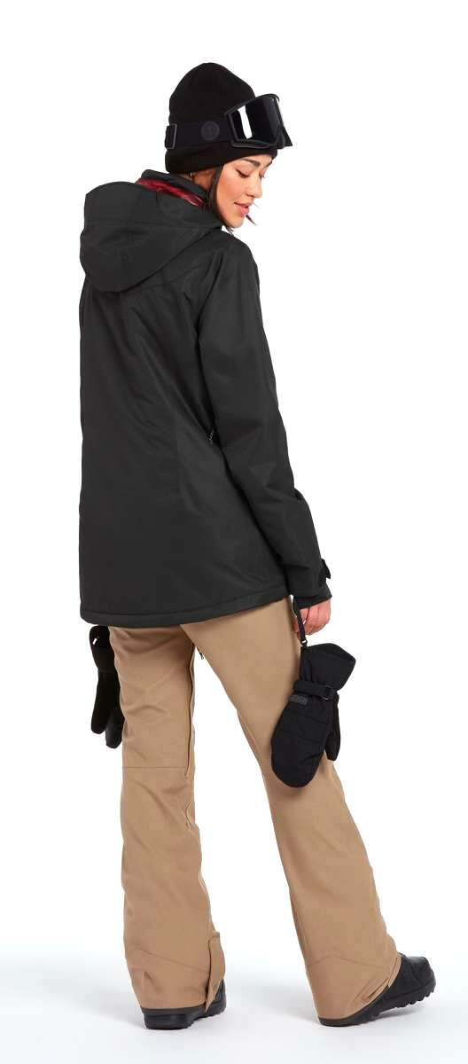 Volcom Women's Species Stretch Pant - Black snow pants with a subtle white stripe down the side of each leg.