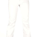 Volcom Women's Species Stretch Pant 2022 - White snow pants with a subtle black stripe down the side of each leg.