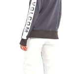 Volcom Women's Species Stretch Pant 2022 - A pair of white snow pants with a black stripe down the side and a zippered pocket on the thigh.