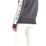 Volcom Women's Species Stretch Pant 2022 - A pair of white snow pants with a black stripe down the side and a zippered pocket on the thigh.