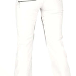 Volcom Women's Species Stretch Pant 2022 - A pair of white pants with a zippered pocket on the back left side.
