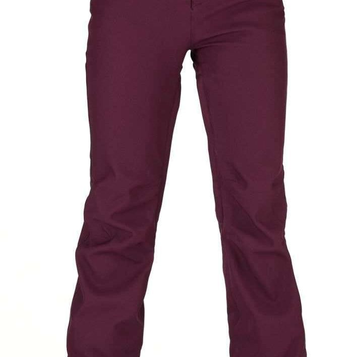 Volcom Women's Species Stretch Pant 2022 - A pair of women's snow pants with a subtle pattern on the side pocket and a small logo near the right hip.