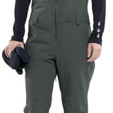 Volcom Women's Swift Bib Overall Pant - Dark green bib overalls with adjustable straps and zippered fly.
