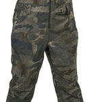 Volcom Women's Swift Bib Overall Pant - A pair of camouflage bib overalls with a zippered fly and two front pockets.