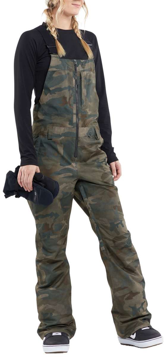 Volcom Women's Swift Bib Overall Pant - Black bib overalls with a zippered fly and adjustable straps.