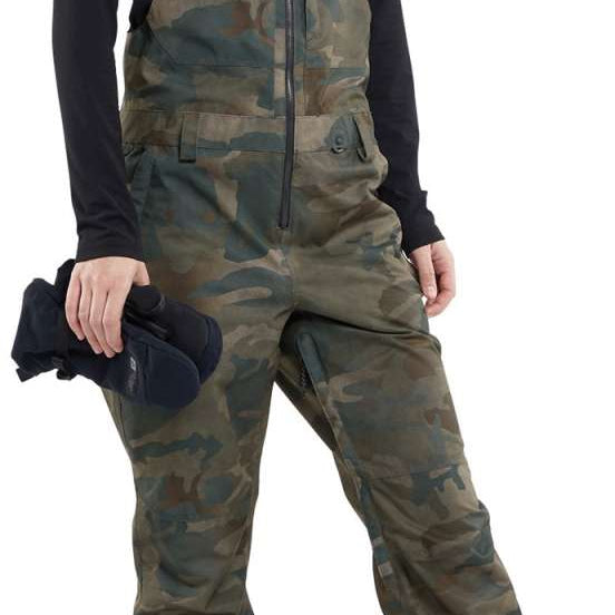 Volcom Women's Swift Bib Overall Pant - Black bib overalls with a zippered fly and adjustable straps.