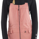 Volcom Women's Swift Bib Overall Pant 2024 - Black bib overalls with white logo on left thigh and black straps.