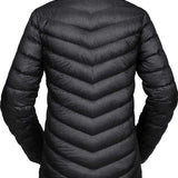 Volcom Women's Tia SD Jacket 2021 - A black down-filled puffer jacket with a high collar and zippered pockets.