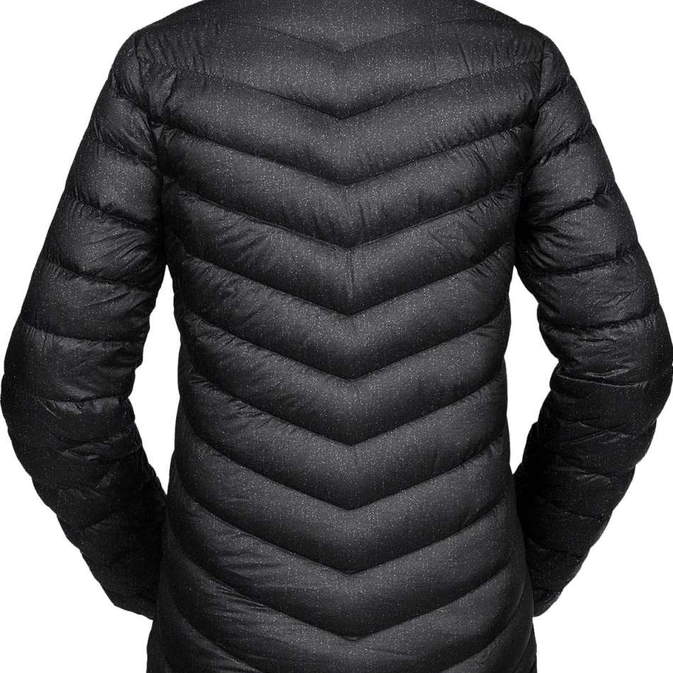 Volcom Women's Tia SD Jacket 2021 - A black down-filled puffer jacket with a high collar and zippered pockets.