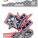 Volcom USST Patch Set 2022 - A set of three patches, each featuring a star with an American flag design and "US" written in white letters on a blue background.