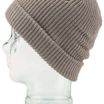 Volcom Sweep Beanie 2023 - A tan beanie with a black logo on the front.