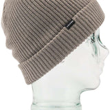 Volcom Sweep Beanie 2023 - A light brown beanie with a ribbed texture and a black label on the front that reads "VOLCOM" in white letters.