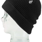 Volcom Sweep Beanie 2023 - Black beanie with white embroidered logo on front.