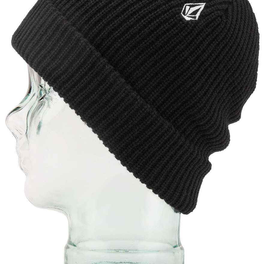 Volcom Sweep Beanie 2023 - Black beanie with white embroidered logo on front.