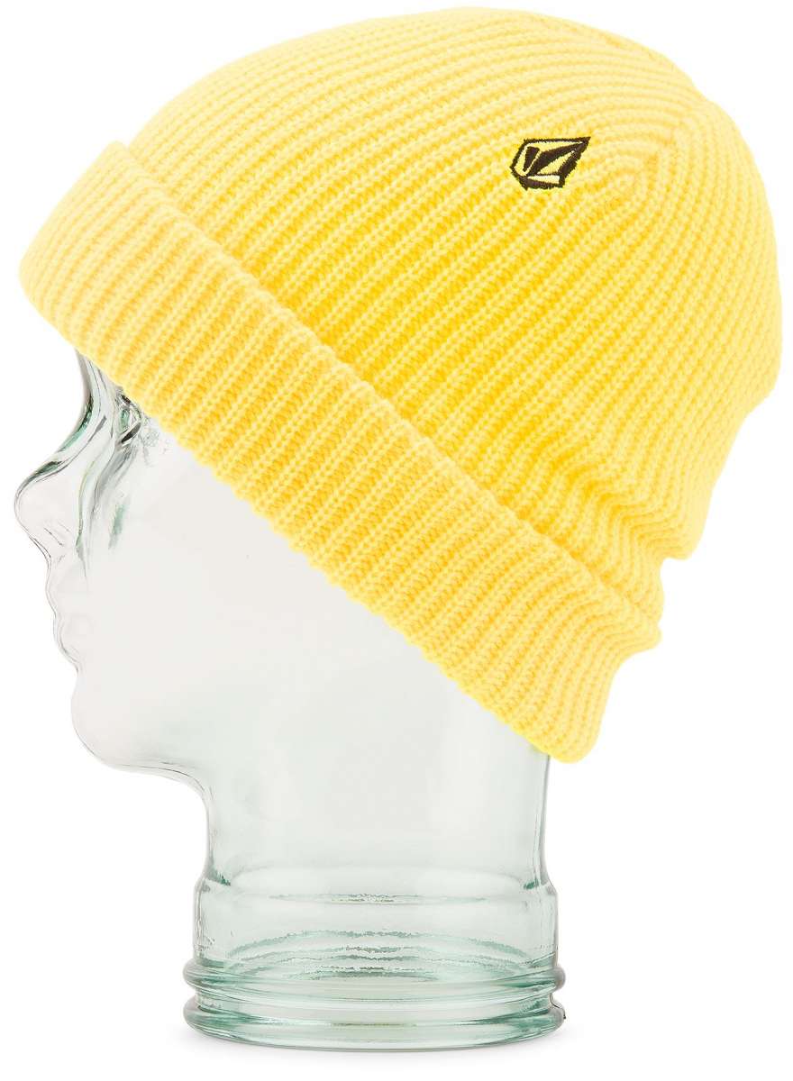 Volcom Sweep Beanie 2023 - A yellow beanie with a black logo on the front.