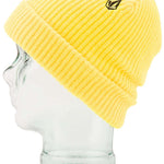 Volcom Sweep Beanie 2023 - A yellow beanie with a black logo on the front.