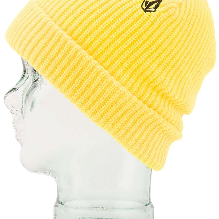Volcom Sweep Beanie 2023 - A yellow beanie with a black logo on the front.
