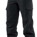 Volcom Women's Wilding Shell Pants 2024 - Black pants with a zippered pocket on the thigh and adjustable drawstring at the waist.