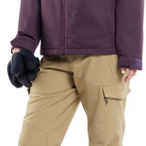 Volcom Women's Wilding Shell Pants 2024 - Black snow pants with a subtle white stripe on the side of one leg.