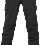 Volcom Women's Wilding Shell Pants 2024 - Black pants with a subtle pattern of small, dark gray dots on the upper thigh area.