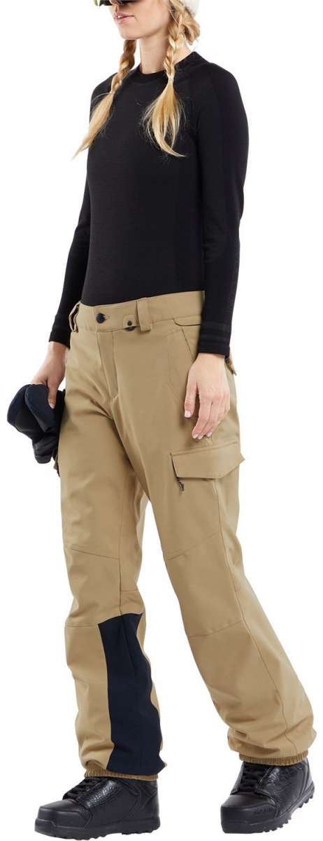 Volcom Women's Wilding Shell Pants 2024 - Black shell pants with a subtle floral pattern on the side of the leg.