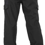 Volcom Women's Wilding Shell Pants 2024 - Black pants with a subtle sheen, featuring two zippered pockets on each thigh and an adjustable waistband.