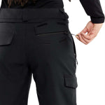 Volcom Women's Wilding Shell Pants 2024 - Black pants with a zippered pocket on the right side and a belt loop at the waist.