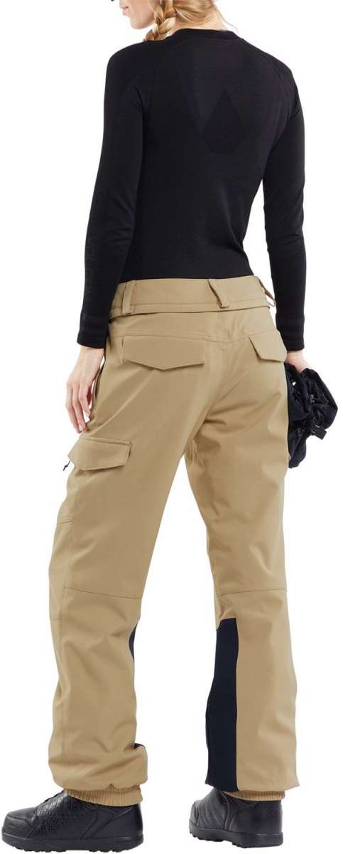 Volcom Women's Wilding Shell Pants 2024 - Black pants with a subtle white pattern on the upper thigh area.