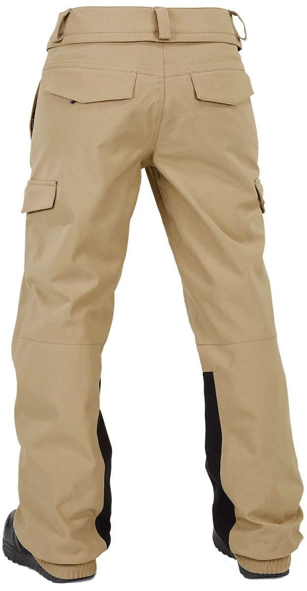 Volcom Women's Wilding Shell Pants 2024 - Beige pants with a subtle sheen, featuring two zippered pockets on the side and one zippered pocket at the back.