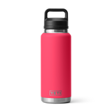 Yeti Rambler 36 oz. Bottle With Chug Cap - A stainless steel water bottle with a black chug cap and a silver base.