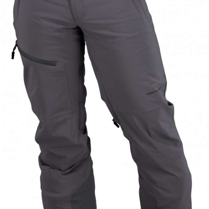Obermeyer Force Insulated Pant 2022 - A pair of gray insulated ski pants with zippered pockets and a belt loop on the waistband.