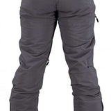 Obermeyer Force Insulated Pant 2022 - A pair of gray insulated ski pants with a zippered pocket on the side and adjustable Velcro straps at the waist.