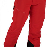 Obermeyer Force Insulated Pant 2022 - A pair of red insulated ski pants with black accents on the side pockets and lower leg cuffs.