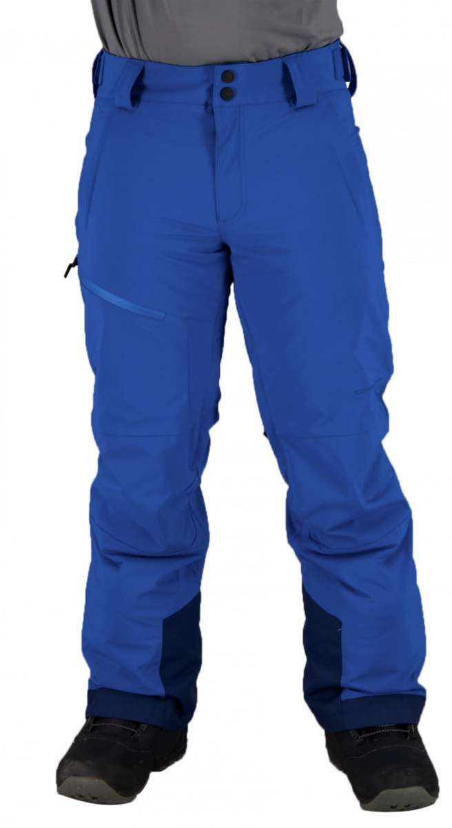 Obermeyer Force Insulated Pant 2022 - A pair of royal blue insulated ski pants with a zippered pocket on the right thigh and two belt loops at the waistband.