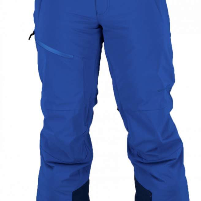 Obermeyer Force Insulated Pant 2022 - A pair of royal blue insulated ski pants with a zippered pocket on the right thigh and two belt loops at the waistband.