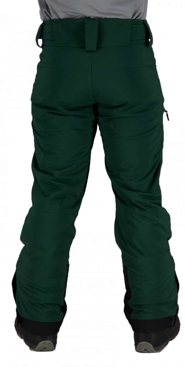 Obermeyer Force Insulated Pant 2022 - Dark green insulated ski pants with a black stripe down the side and zippered pockets.