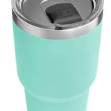 Yeti Rambler 30 oz. Tumbler with Magslider Lid - A stainless steel tumbler with a clear lid and silver handle.
