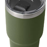 Yeti Rambler 30 oz. Tumbler with Magslider Lid - A stainless steel tumbler with a silver lid and a black slider on top.