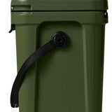 Yeti Roadie 24 Hard Cooler - A dark green cooler with a handle on top and a latch to secure the lid.